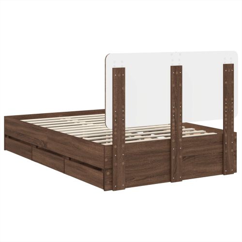 Рамка за легло Кафяв дъб 135 x 190 cm Инженерна дървесина