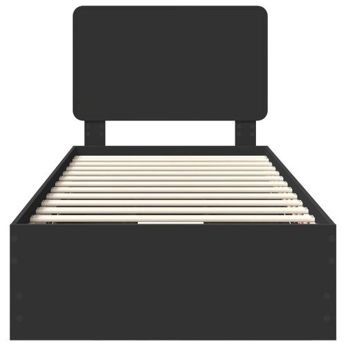Рамка за легло с чекмедже Черно 90 x 190 cm Инженерна дървесина
