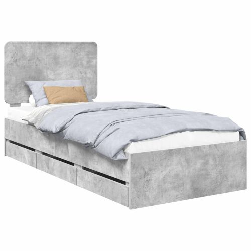 Рамка за легло Циментено сиво 90 x 190 cm Инженерна дървесина