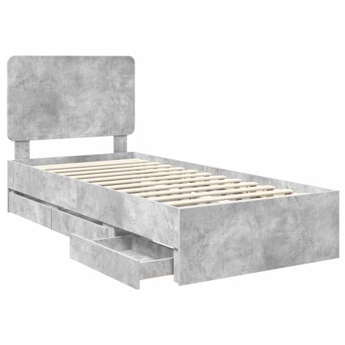 Рамка за легло Циментено сиво 90 x 190 cm Инженерна дървесина