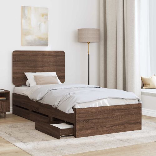 Рамка за легло Кафяв дъб 90 x 190 cm Инженерна дървесина