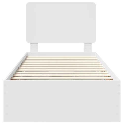 Рамка за легло с чекмедже Бяло 90 x 200 cm Инженерна дървесина