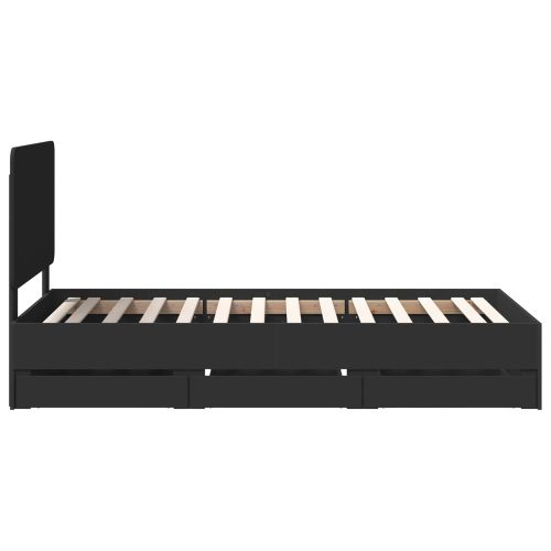 Рамка за легло с чекмедже Черно 90 x 200 cm Инженерна дървесина