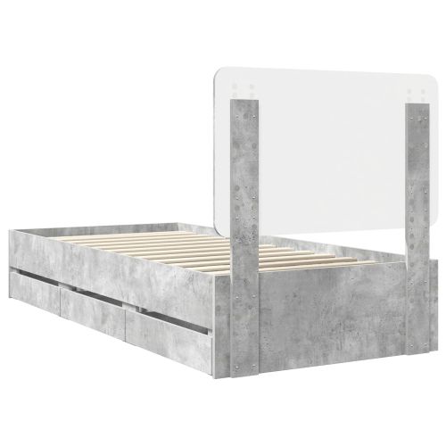 Рамка за легло Циментено сиво 90 x 200 cm Инженерна дървесина