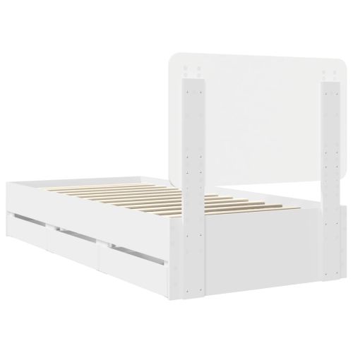 Рамка за легло с чекмедже Бяло 75 x 190 cm Инженерна дървесина