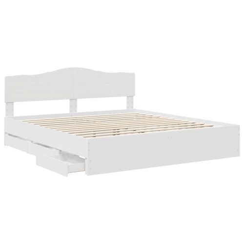 Рамка за легло с чекмедже Бяло 200 x 200 cm Инженерна дървесина