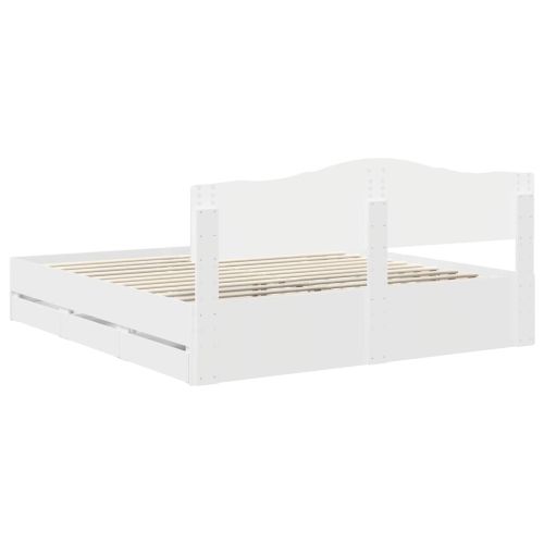Рамка за легло с чекмедже Бяло 200 x 200 cm Инженерна дървесина
