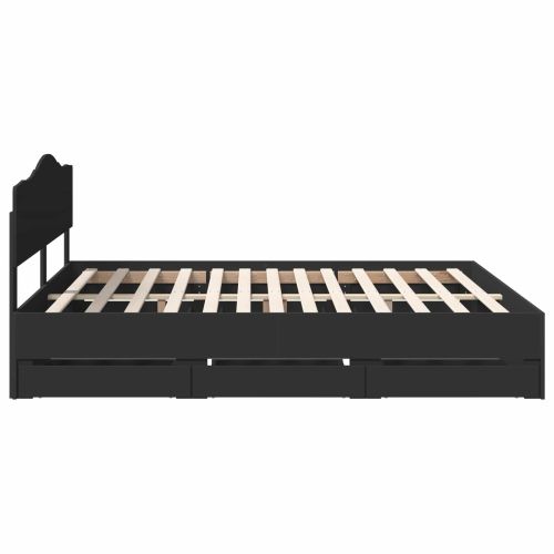 Рамка за легло с таблото Черно 200 x 200 cm Инженерна дървесина