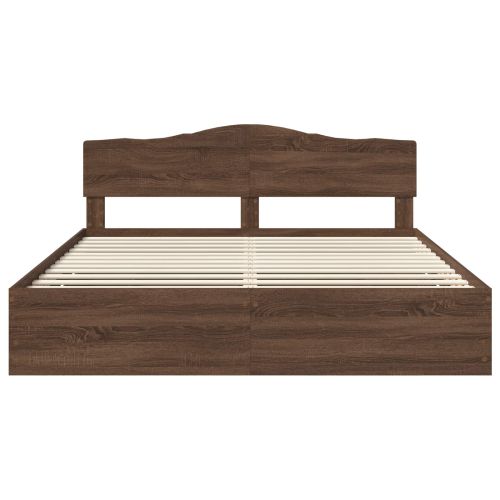 Рамка за легло Кафяв дъб 200 x 200 cm Инженерна дървесина