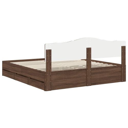 Рамка за легло Кафяв дъб 200 x 200 cm Инженерна дървесина