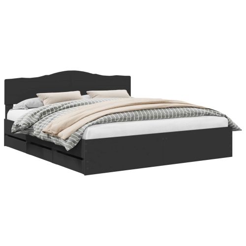 Рамка за легло с таблото Черно 180 x 200 cm Инженерна дървесина