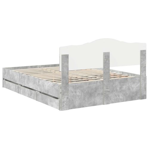 Рамка за легло Циментено сиво 160 x 200 cm Инженерна дървесина