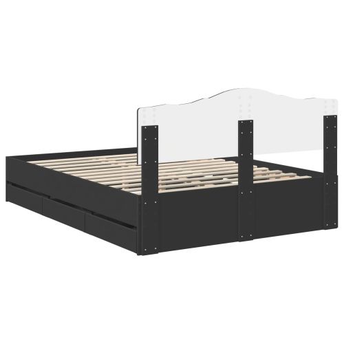 Рамка за легло с таблото Черно 150 x 200 cm Инженерна дървесина