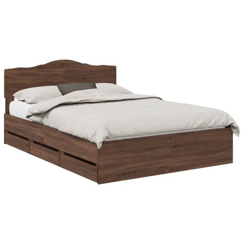 Рамка за легло Кафяв дъб 150 x 200 cm Инженерна дървесина