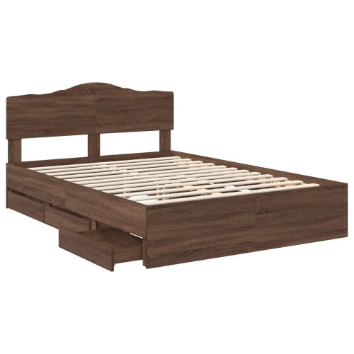 Рамка за легло Кафяв дъб 150 x 200 cm Инженерна дървесина