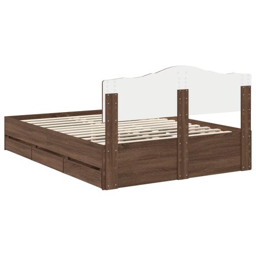 Рамка за легло Кафяв дъб 150 x 200 cm Инженерна дървесина