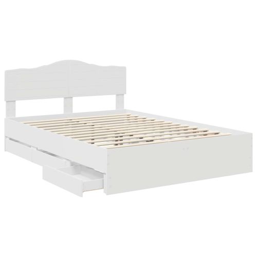 Рамка за легло с чекмедже Бяло 140 x 200 cm Инженерна дървесина