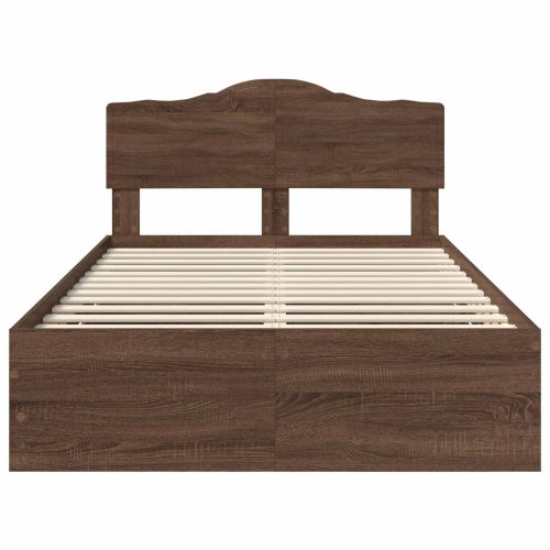 Рамка за легло Кафяв дъб 135 x 190 cm Инженерна дървесина