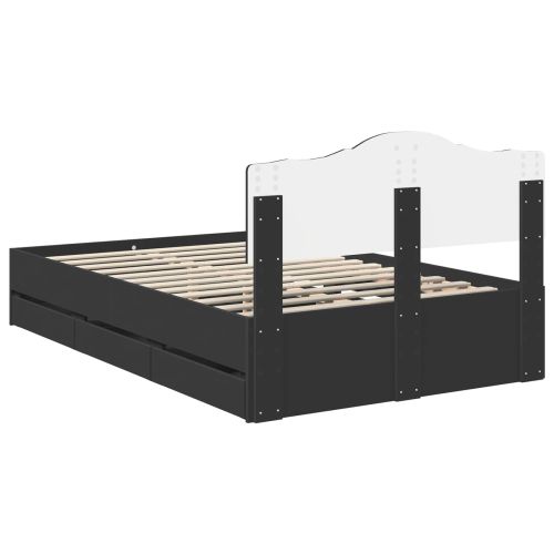 Рамка за легло с таблото Черно 120 x 190 cm Инженерна дървесина