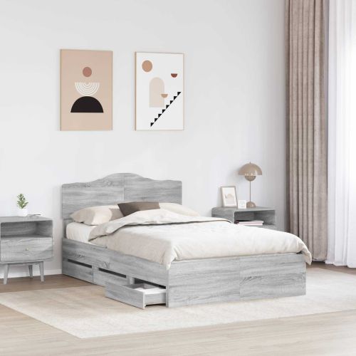 Рамка за легло Сив Сонома 120 x 190 cm Инженерна дървесина