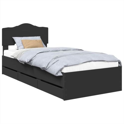 Рамка за легло с таблото Черно 100 x 200 cm Инженерна дървесина