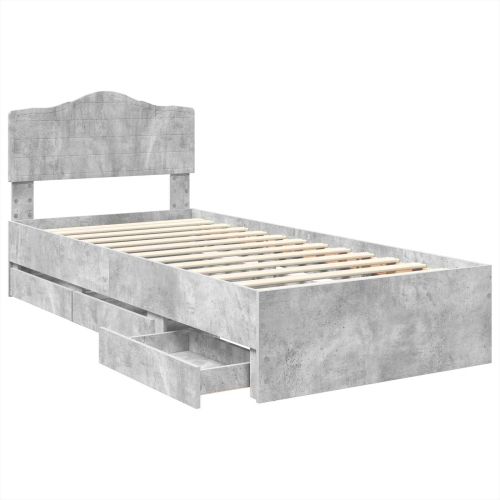Рамка за легло Циментено сиво 100 x 200 cm Инженерна дървесина