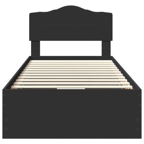 Рамка за легло с чекмедже Черно 90 x 200 cm Инженерна дървесина