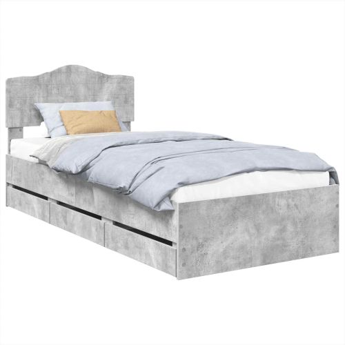 Рамка за легло Циментено сиво 90 x 200 cm Инженерна дървесина