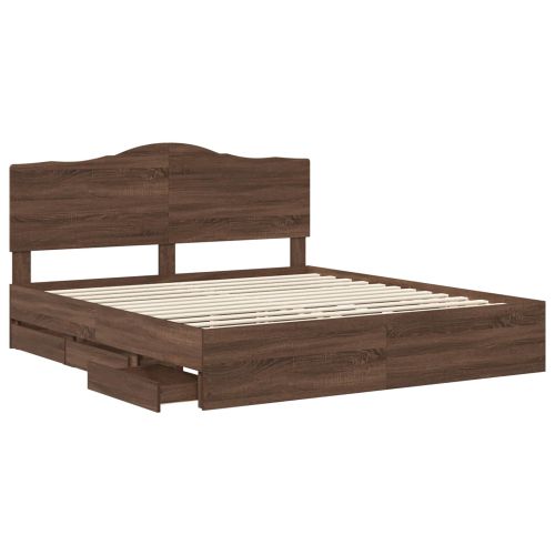 Рамка за легло Кафяв дъб 200 x 200 cm Инженерна дървесина