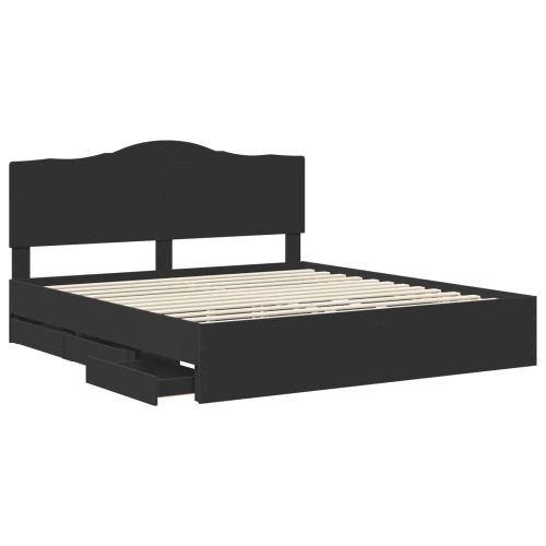 Рамка за легло с таблото Черно 180 x 200 cm Инженерна дървесина