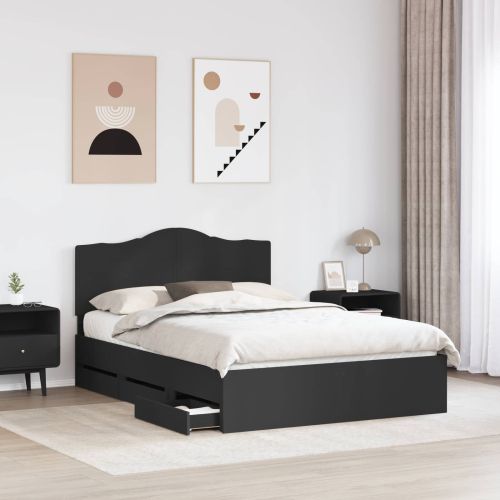 Рамка за легло с таблото Черно 160 x 200 cm Инженерна дървесина
