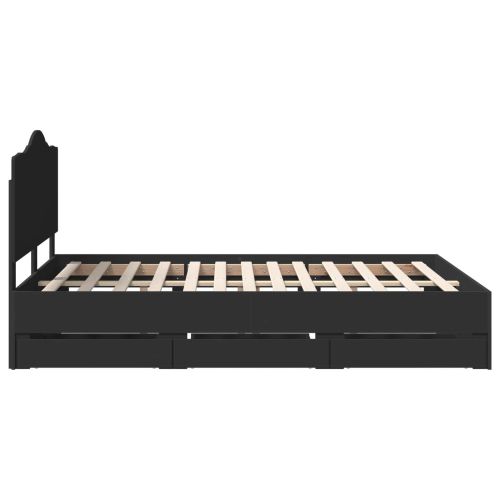 Рамка за легло с таблото Черно 150 x 200 cm Инженерна дървесина