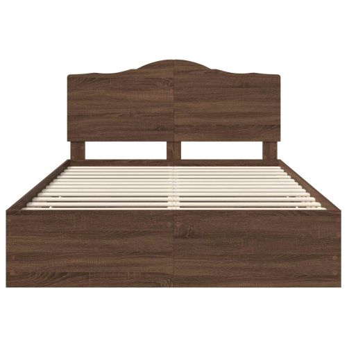Рамка за легло Кафяв дъб 140 x 200 cm Инженерна дървесина