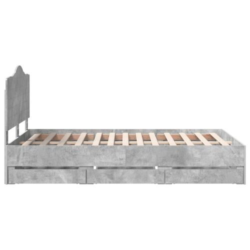 Рамка за легло Циментено сиво 135 x 190 cm Инженерна дървесина