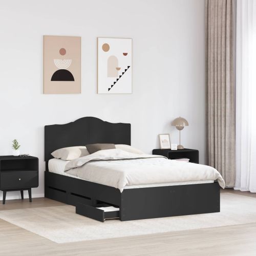 Рамка за легло с таблото Черно 120 x 200 cm Инженерна дървесина