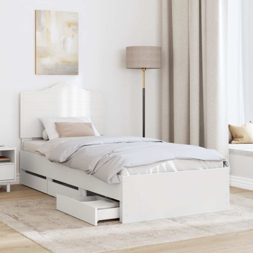 Рамка за легло с таблото Бяло 98.5 x 200 см Инженерна дървесина