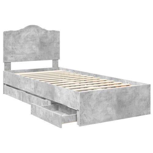 Рамка за легло Циментено сиво 100 x 200 cm Инженерна дървесина