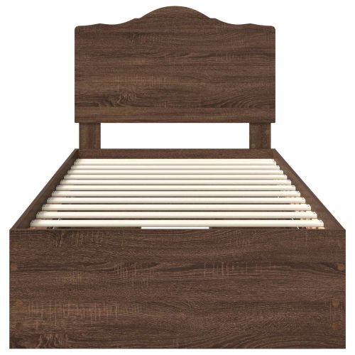 Рамка за легло Кафяв дъб 98.5 x 200 см Инженерна дървесина