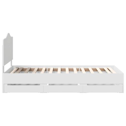 Рамка за легло с чекмедже Бяло 90 x 200 cm Инженерна дървесина