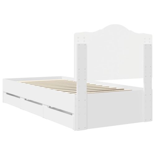 Рамка за легло с чекмедже Бяло 90 x 200 cm Инженерна дървесина