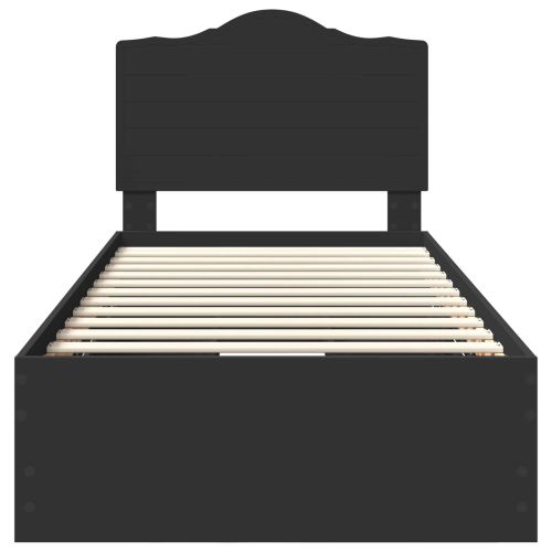 Рамка за легло с чекмедже Черно 90 x 200 cm Инженерна дървесина