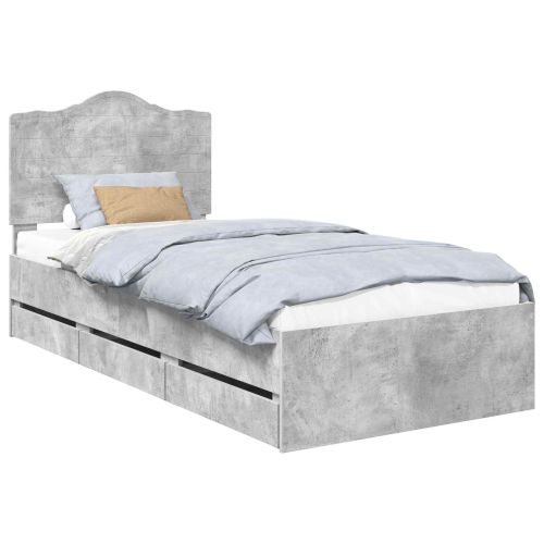 Рамка за легло Циментено сиво 75 x 190 cm Инженерна дървесина