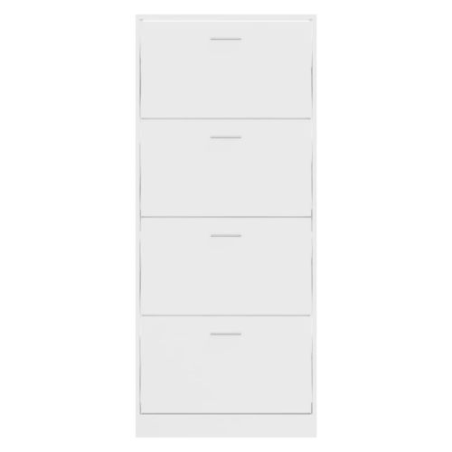 Шкаф за обувки, бял гланц, 63x24x147 см, инженерно дърво