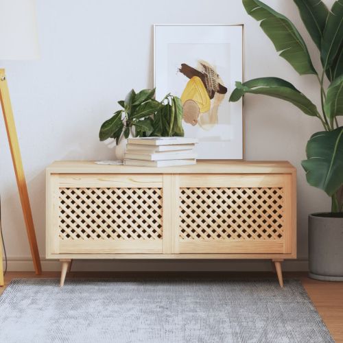 Врати за шкафове с решетен дизайн 2 бр 59,5x39,5 см бор масив