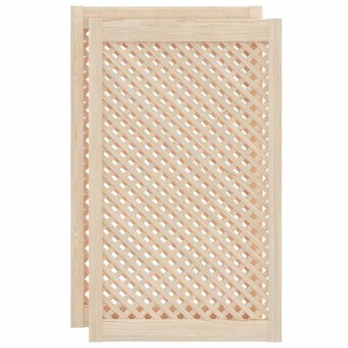 Врати за шкафове с решетен дизайн 2 бр 59,5x99 см бор масив