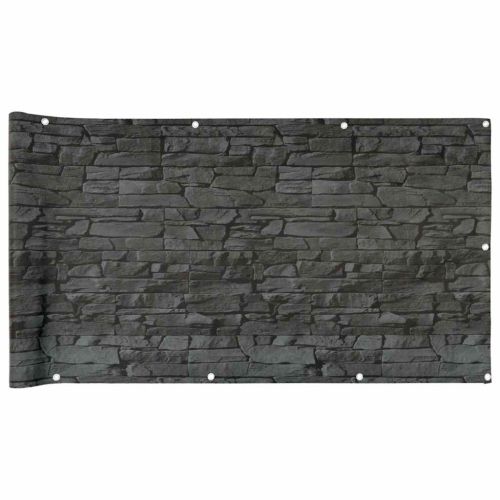 Параван за тераса каменeн зид сив 400x120 см PVC