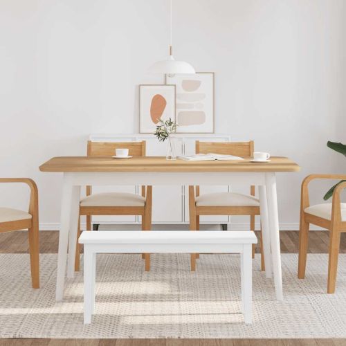 Пейка 90 cm Бяла масивна дървесина Гума