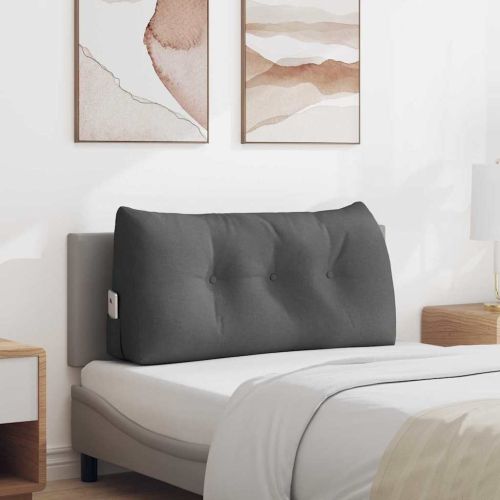 Възглавница за гръб Тъмен сив 100 x 24 x 50 см текстил