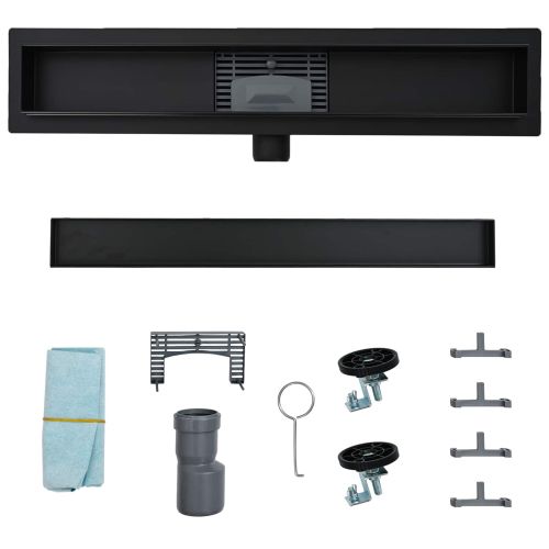 2 в 1 душов дренаж Черно 70 cm Неръждаема стомана 304