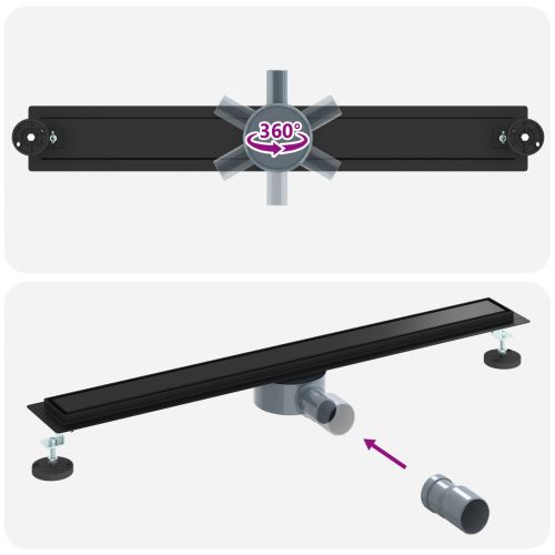 Душ канал 2-в-1 с 360° сифони Черно 80 cm